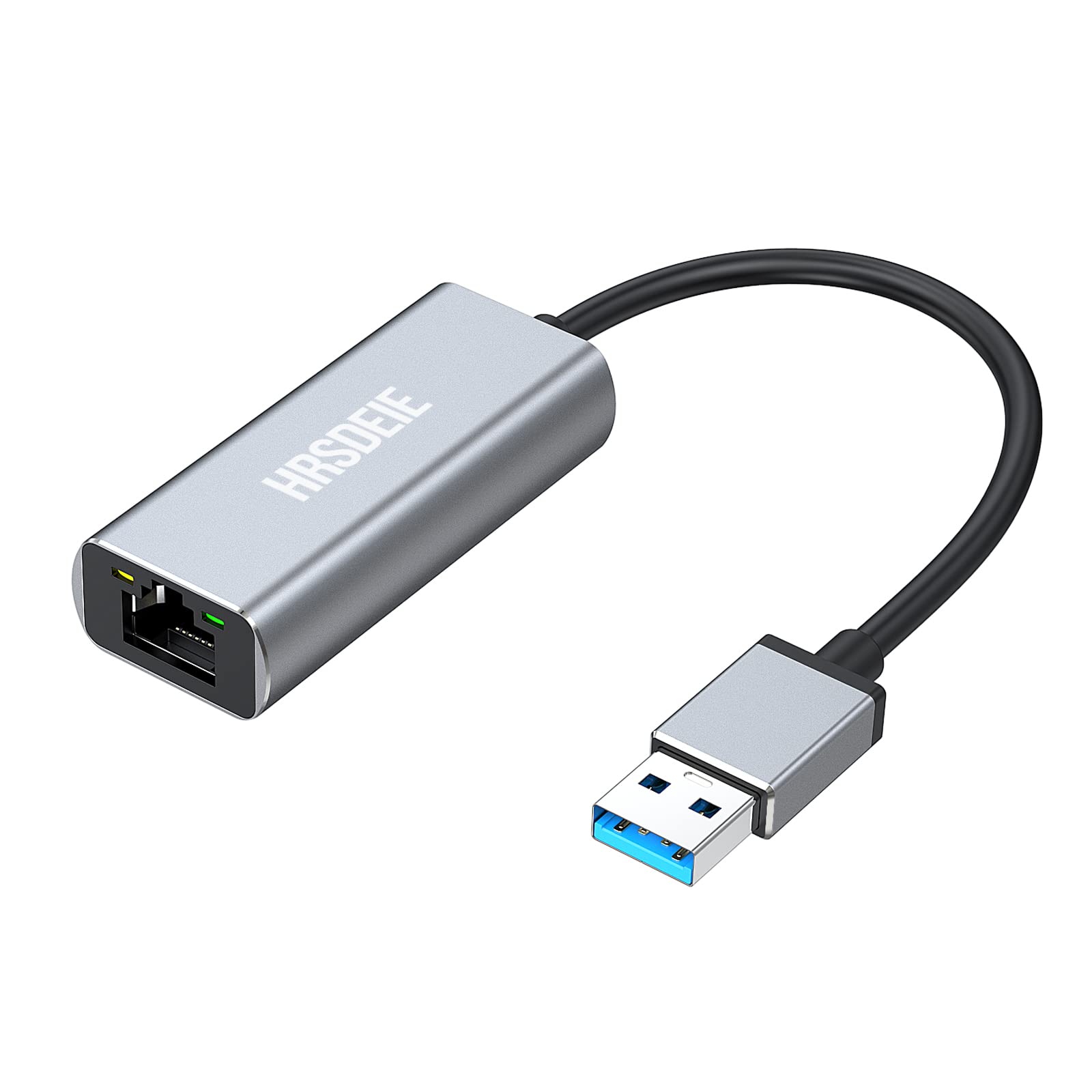 HRSDEIE USB Ethernet Adapter, USB 3.0 to RJ45 Wired 1000Mbps Gigabit LAN Network Adapter Compatible with MacBook Pro, ipad Air, Surface Pro, Windows 11/9/8/Vist/XP, Mac, Linux (Aluminum Driver Free)