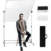 Wellmaking Diffuser Screen 360&deg; Rotatable Frame for Studio Portrait Video | 79x59in Large Size, Adjustable Stand with Wheels, Quick Setup, White/Silver/Black ,Portable Design, Stable Support