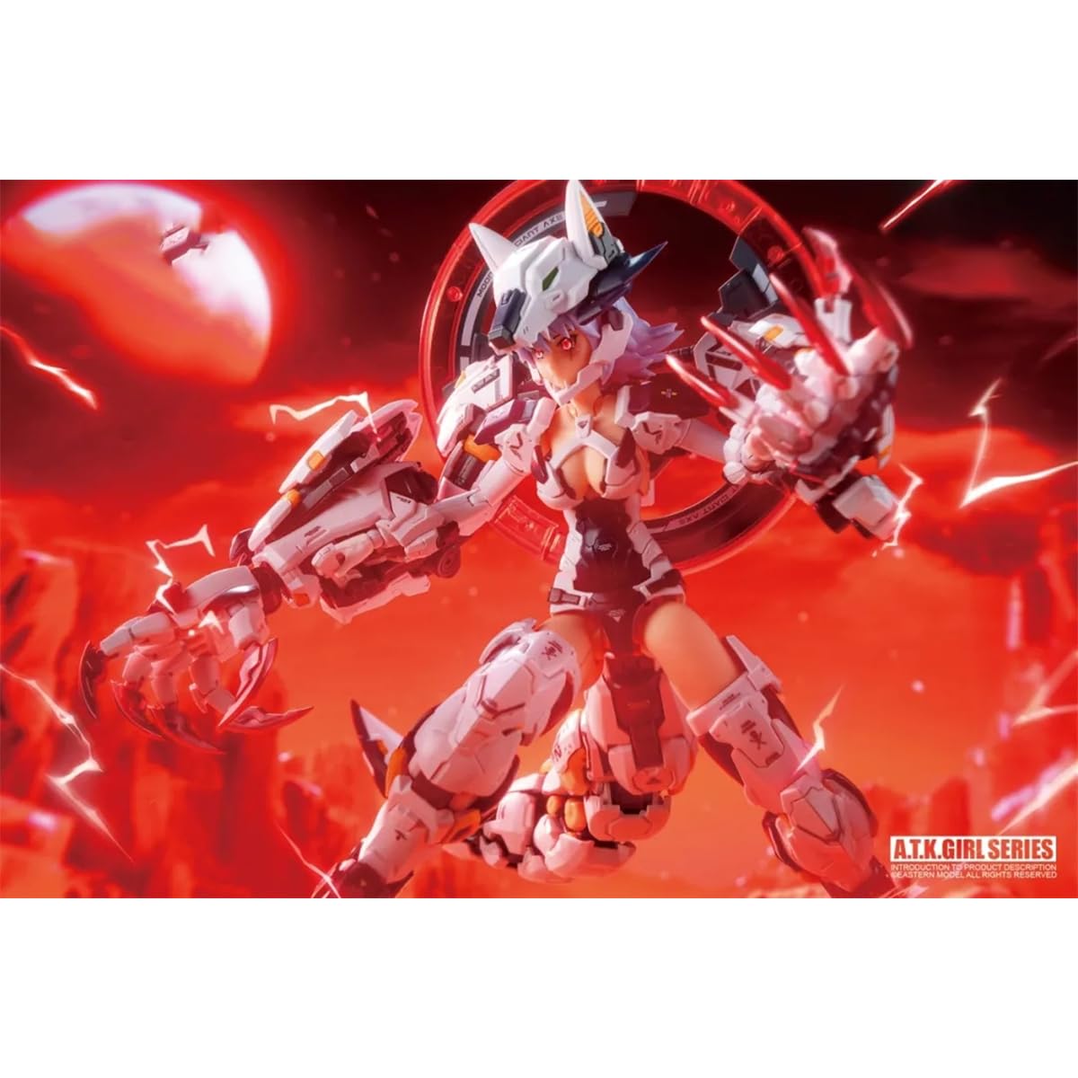 HiPlay E-Model Plastic Model Kits: Fenrir Mecha Girl - White Wolf, A.T.K Girl, Mecha Musume, Anime Style 1:12 Scale Miniature Collectible Action Figures EM2024001YC