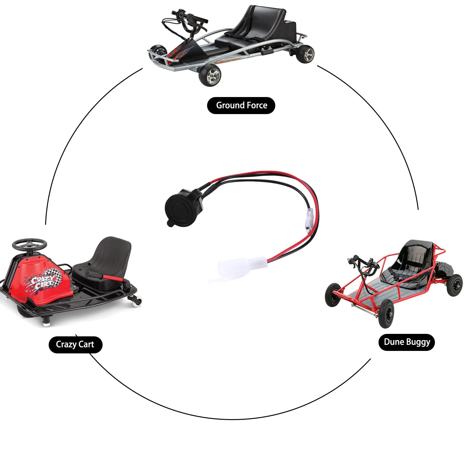 KAMIER 3 Wires Charger Port Replacement for Razor Crazy Cart XL DLX Shift Ground Force Drifter Go Cart Kart Dune Buggy E325 E300 E200 E175 E100 Kids Electric Scooter E-Scooter E-Bike Charging Parts