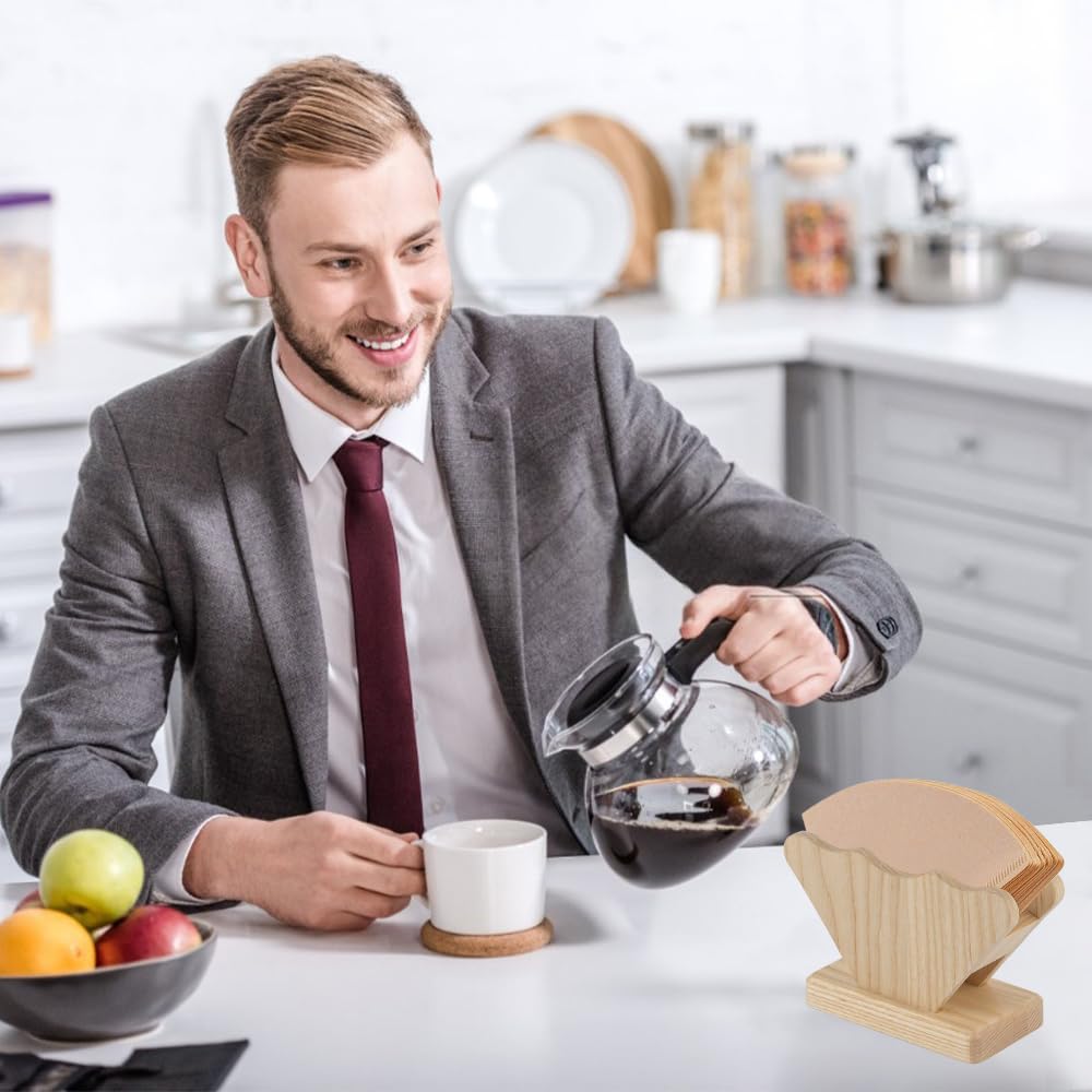 Bldrwer Kaffeefilterhalter, Filtertütenhalter, Kaffefilterhalterung, 1 Stück, Holz-Kaffee-Papier-Kaffeefilter, Universell in Der Küche zu Hause, Filterpapier für Lagerung 5