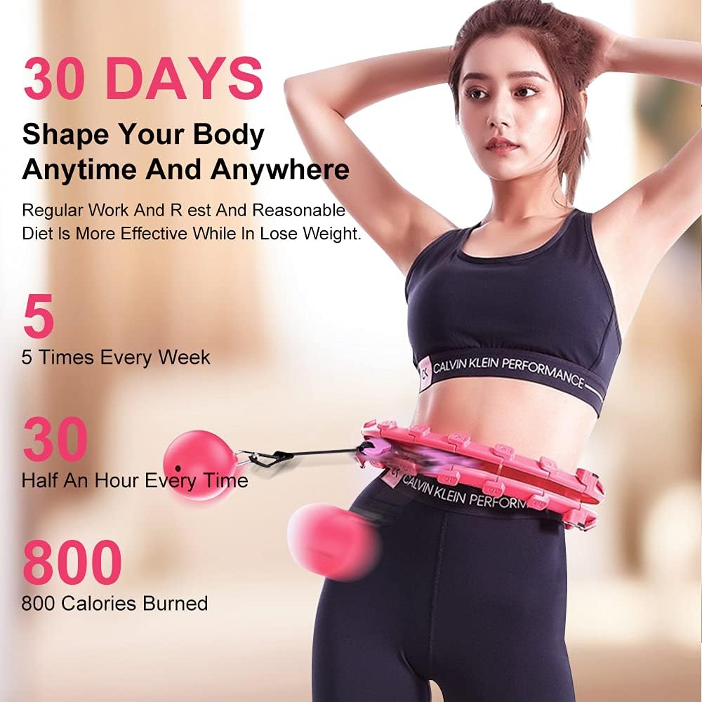 24 Detachable Weighted Hula Hoops Exercise Removable Multiple Assembly Design Professional Fitness Hula Hoop Brings Perfect Figure（Pink） : Sports & Outdoors