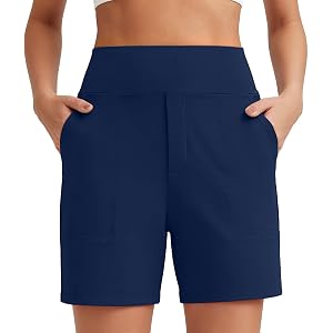Women's High Waisted Running Shorts with Pockets Tummy Control Yoga Shorts Stretchy Athletic Short Cycling or Gym