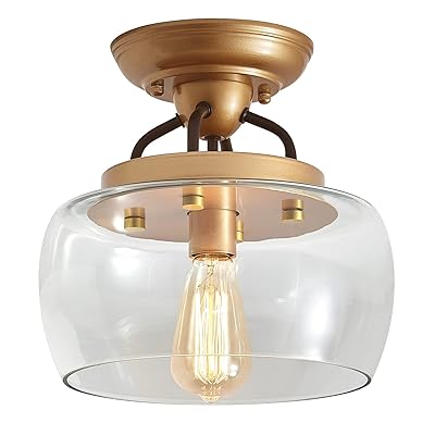 Buy 11 Inch Semi Flush Mount Ceiling Light Fixture Industrial Ceiling Light With Gold Base For Hallway Cafe Bar Corridor Bathroom Buxvrcs Online In Indonesia B091gpgkwk