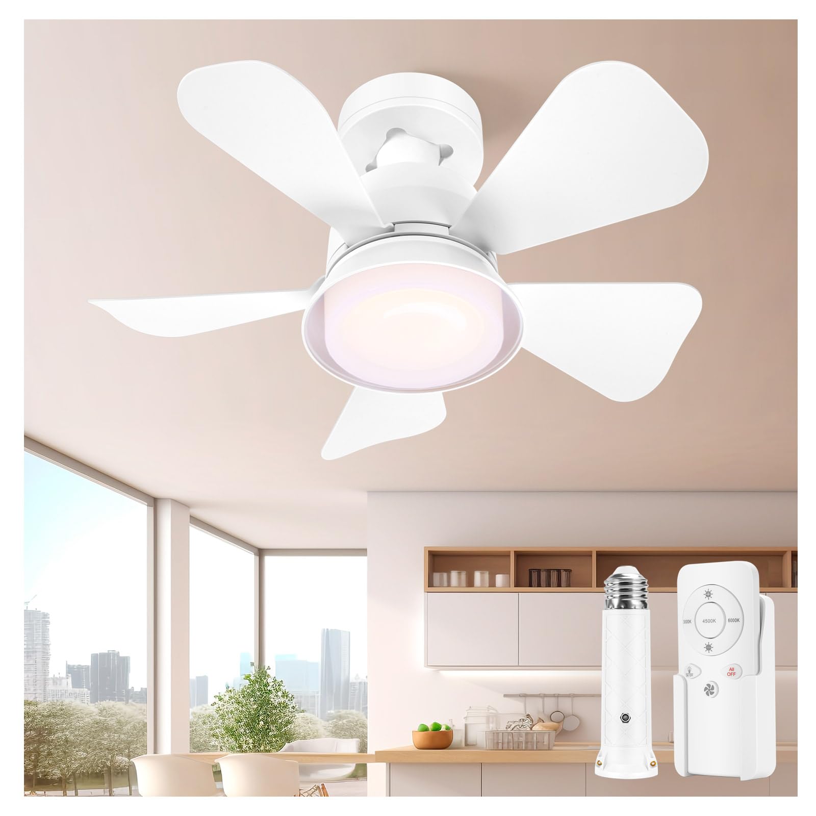 Photo 1 of **FOR PARTS ONLY/NON-FUNCTIONAL** NBKLS Low Profile Ceiling Fan with Light, Modern Quiet Ceiling Fans with Lights and Remote, 1000Lumen Bulb 5 Brightness Easy Installation Ceiling Fan for Bedroom Outdoor