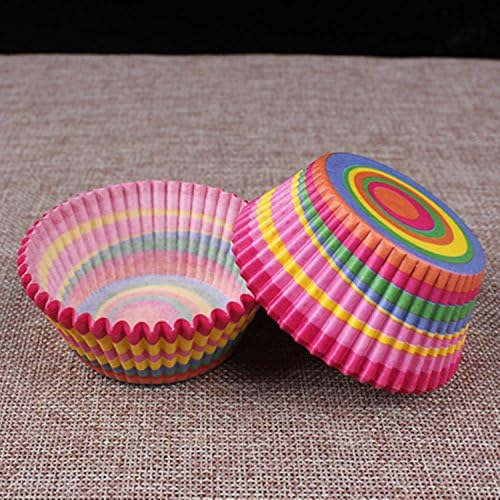100pcs/lot Rainbow Cupcake Muffin Cases Cake Baking Cup Use For A Variety Of Cakes, Mousse, Bread Products, Multi-function.