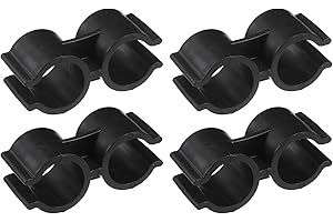 GAROZATION 4pcs Double Port Pipe Clamps Plastic Broom Hanger Clips for Dustpan Connection Inner Space-Saving