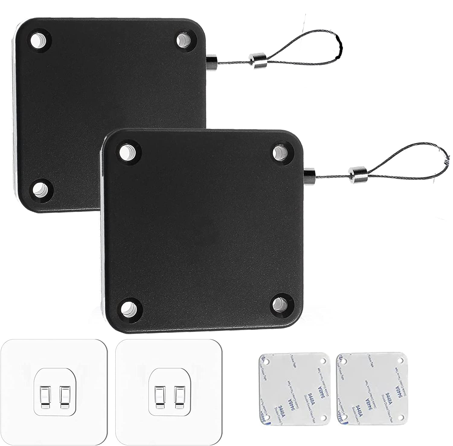 CAM2 Automatic Door Closer, Pack of 2, Automatic Door Closer with Sensors, No Holes, with Drawstring, Door Closer, Automatically Closes Most Doors