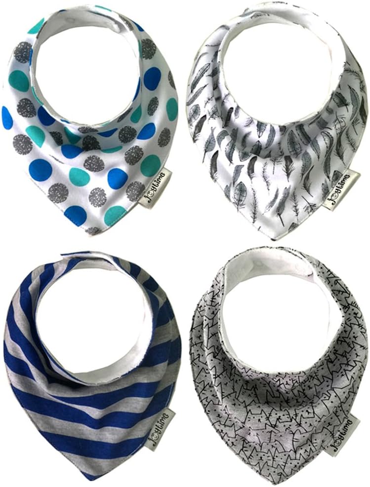 SALE 40% OFF - Baby Bandana Drool Bibs For Boys And Girls, Great For Traveling and Camping with Kids - 4 Pack Gift Set, Absorbent Cotton, 2 Clip Adjustable Snaps, Soft & Comfortable.
