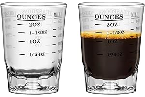 2Pcs 2 OZ 4 Features Shot Glasses Measuring cup Liquid Heavy Glass Wine Glass Espresso Shot Glass 29-Incremental Measurement 