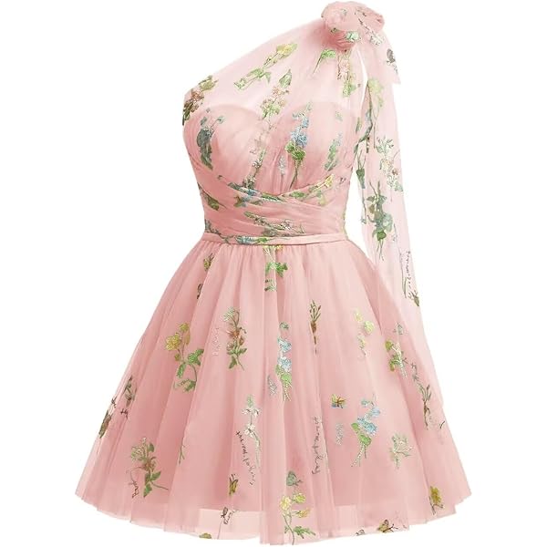 Amazon.com: Sheer Mesh Embroidery Floral Dress for Women Flower Embroidered  Tulle Dress Women 3/4 Sleeve Dress for Women Wedding Guest Dress with Belt  Cut Out Back Short Homecoming Dresses Tulle Prom Dress
