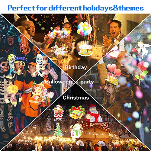 Ocean Wave Christmas Projector Lights, Remote Control 2-in-1 Moving Patterns W/Water Wave LED Landscape Holiday Night Lights Waterproof Outdoor Indoor Xmas Party Yard Garden Decorations, 16 Slides - Thumbnail 5