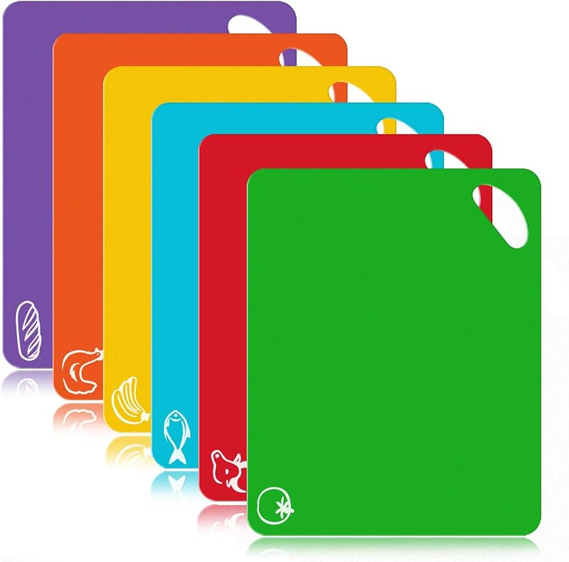 FUKTSYSM 6Pcs Plastic Cutting Board Mats 1.3mm Thick Non Slip FDA Safe