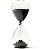 Hourglass, HoveBeaty Black Sand Timer, 15 Minute Hand-Blown Glass | 15-minute countdown, 3 x 6.5 in tabletop decor, multi-color options, time management, for office kitchen and home use