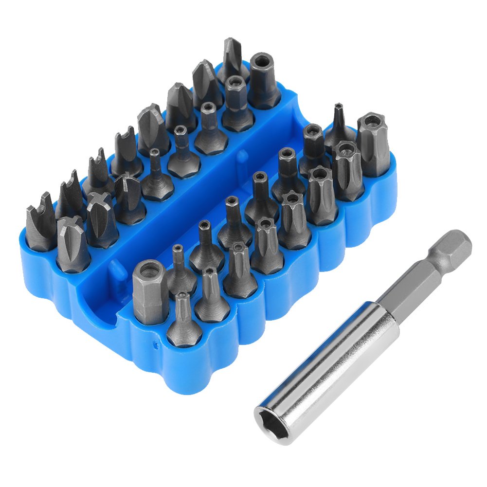 Screwdriver Bits Kit, 33 Pcs Tamper Proof Torx Hex Tri Wing Bits Set, Multifunctional Hollow Security Precision Screwdriver Bits for Pneumatic Electric Manual