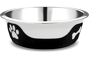 PALZ&CO Thermocool Stainless Steel Dog Bowls, Non Slip, No Spill Insulated Dog Bowl, Keeps Food Warm & Water Cold for Dogs, Dishwasher Safe (Black, Small 8 Oz)