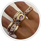 ONBRIG Rings for Women Chunky Rings Set Adjustable Thick Statement Ring Vintage Wide Colorful Stackable Ring for Women Chunky Jewlery