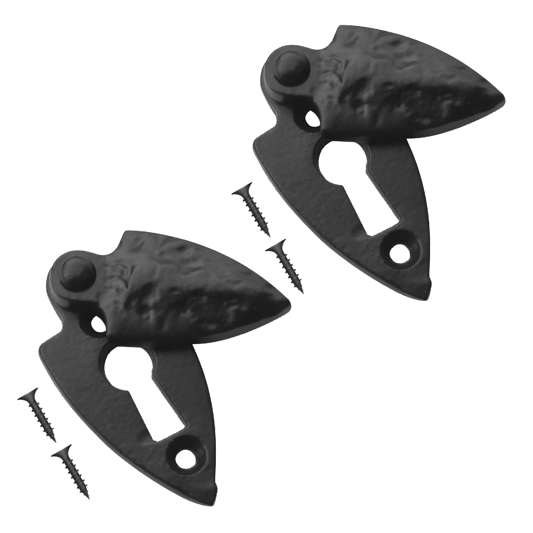 TERF® Traditional Vintage Style Antique Black Escutcheon Covered 60mm Keyhole Cover Escutcheon Including Fixing Screw - Pack of 2