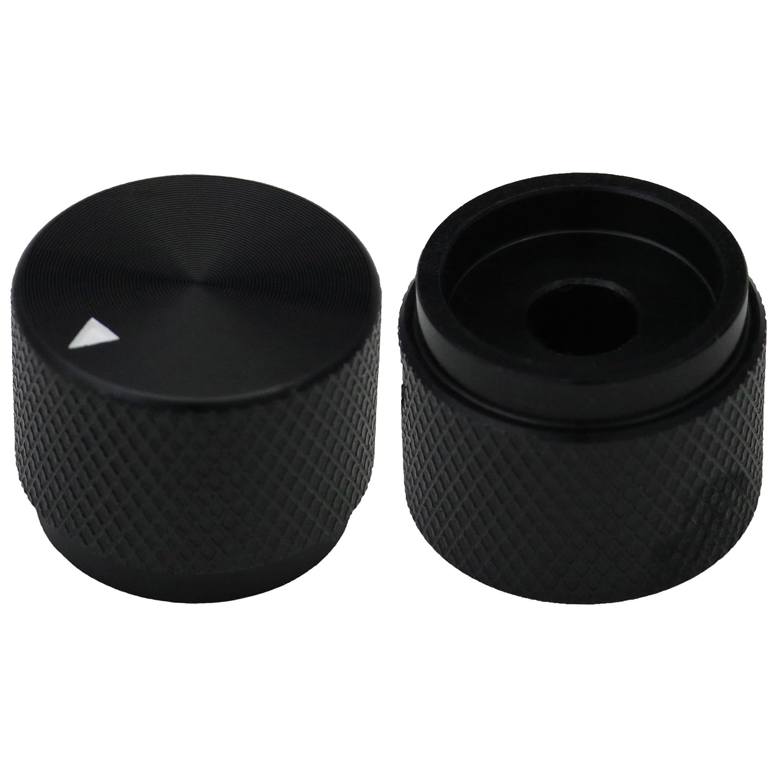 6mm Round Hole Large Solid Aluminium Control Knob HiFi Volume, Guitar Tone Pack Of 2 (Black)