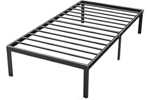 DUMOS Bed Frame - Twin Size Metal Platform Bed Frames Mattress Foundation with Steel Slat Support, No Box Spring Needed, Storage Space Under Base, Easy Assembly, Black