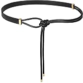 JUXCOKO Women's Knotted Thin Waist Belt PU Leather Skinny Belts for Dresses Pants