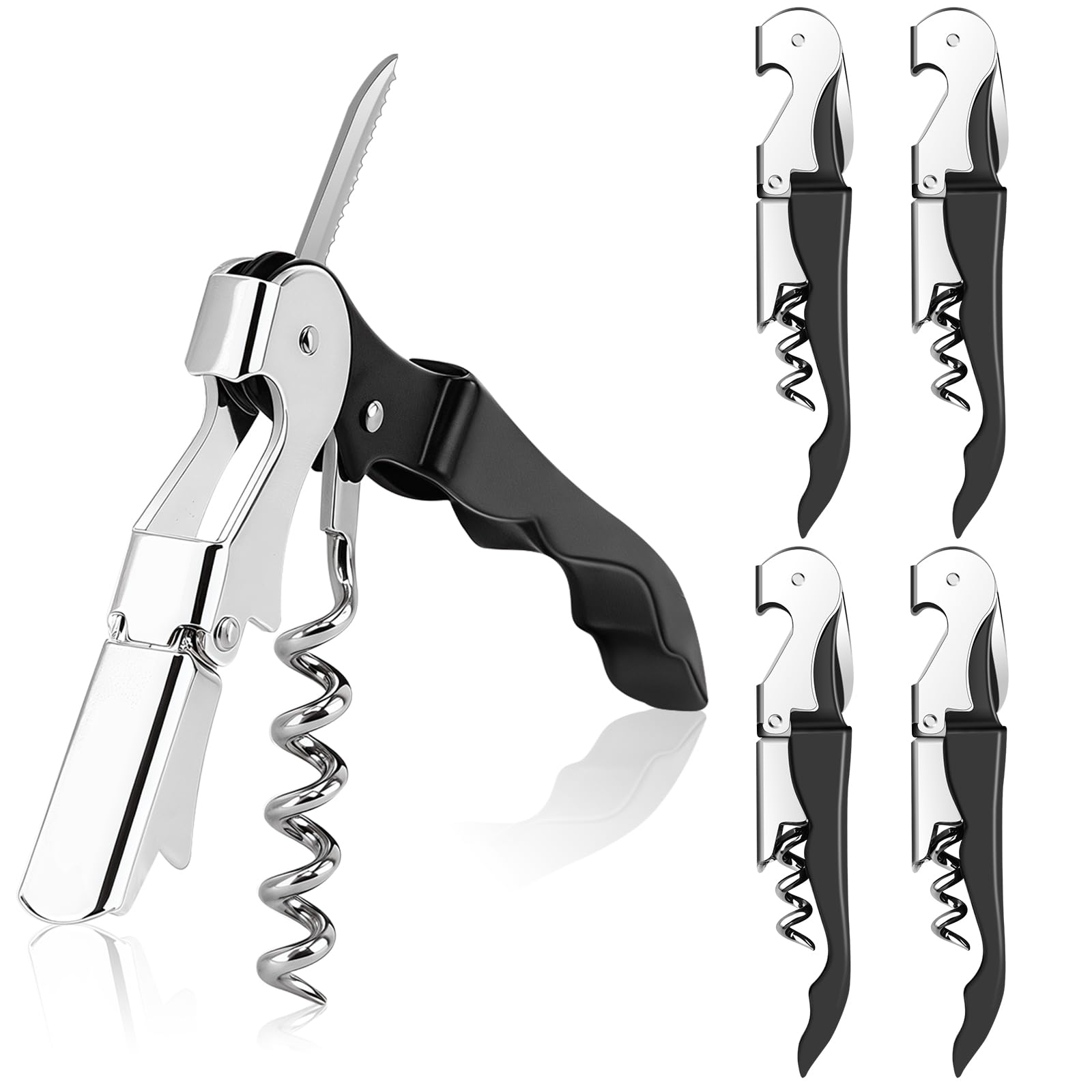Coosion Waiter's Friend Corkscrew Wine Opener, Wine Bottle Opener with Foil Cutter & Bottle Opener, Professional Waiters Friend for Wine & Beer Bottles, Foldable Portable Corkscrew, 5 Pack