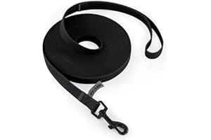 Wolfone 40ft Black Long Leash - Waterproof Training Dog Leash for Recall, Swimming, Camping, Beach, Hunting, Walking