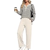 XIEERDUO Lounge Sets for Women 2 Piece V Neck Button Matching Sweatsuit Loungewear Fall Outfits Fashion Clothing Pajamas