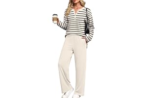 XIEERDUO Lounge Sets for Women 2 Piece V Neck Button Matching Sweatsuit Loungewear Fall Outfits Fashion Clothing Pajamas