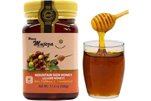 MUJEZA AL SHIFA Authentic Mountain Sidr Honey - Jujube, Equal to Manuka Effectiveness Unheated Unfiltered Unprocessed 100% Natural Gluten Free Raw Liquid Honey (500g / 17.6oz)