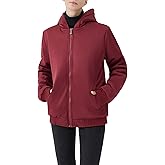 JiangWu Womens Fashion Fleece Sherpa Lined Hooded Coat Winter Thicken Warm Jacket