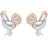 Chicken Stud Earrings for Womens 925 Sterling Silver Hypoallergenic Rooster Chicken Earring Chicken Jewelry Animal Jewelry Gifts for Women