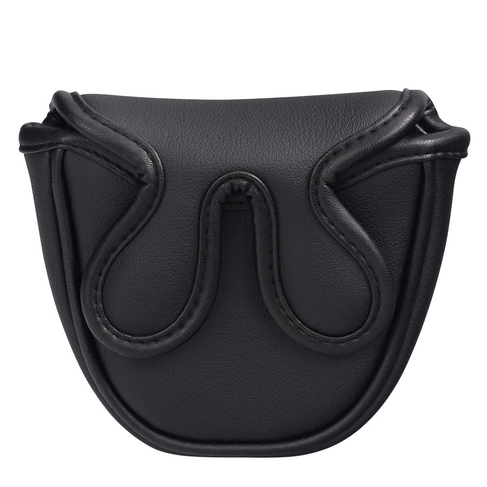 Big Teeth Golf Mallet Putter Head Covers Centre Shaft Club Head Protector Magnetic Closure Fit for Odyssey Taylormade(Black)