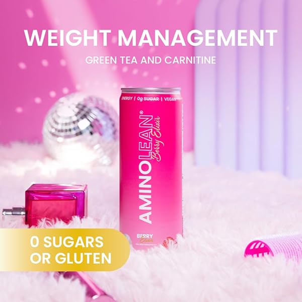 RSP NUTRITION AMINOLEAN ENERGY DRINK – SUGAR FREE AMINO ENERGY WITH NO JITTERS, TINGLES, OR CRASH, VEGAN AMINO ACIDS, BERRY ELIXIR, 12 PACK