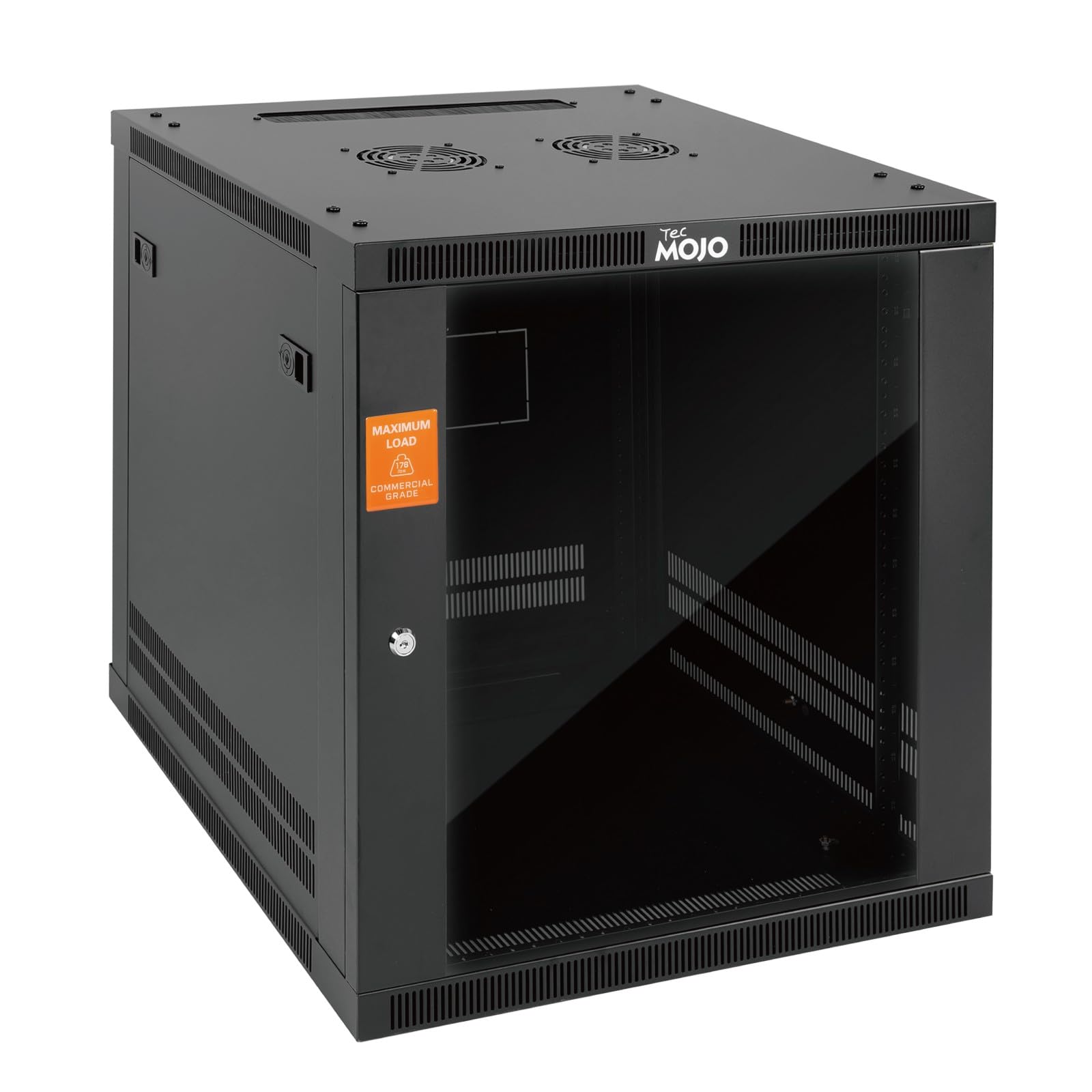 Photo 1 of Tecmojo 12U Wall Mount Rack Cabinet, Heavy-Duty 176 Lbs High Load Capacity, 19” Enclosed Server Network Rack with Glass Door, 23.6” Deep – Elite Collection