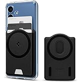 Spigen for MagSafe Wallet, Holds 3 Cards, Compatible with Galaxy S25/Ultra/Edge/Plus Z Fold 7 Pixel 10 Pro/Pro XL/Fold iPhone 17/16/15/14/13/12, Plaud Note, Card Holder - PU Black (MagFit+) | MagFit, Magnetic Case Only, Holds up to 3 Cards