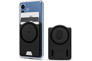 Spigen for MagSafe Wallet, Holds 3 Cards, Compatible with Galaxy S25/Ultra/Edge/Plus Z Fold 7 Pixel 10 Pro/Pro XL/Fold iPhone 17/16/15/14/13/12, Plaud Note, Card Holder - PU Black (MagFit+)