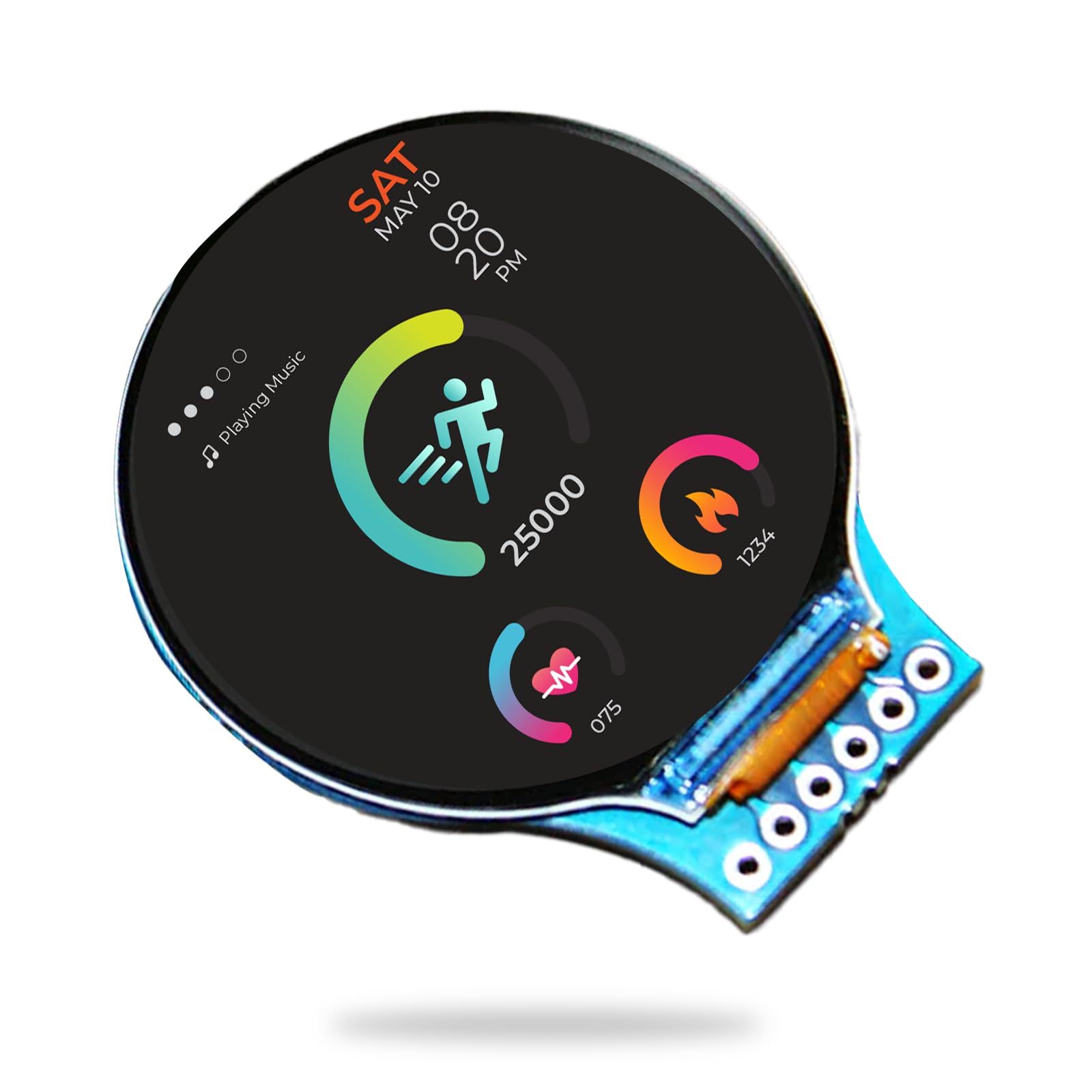 RoundyPi - Compact 1.28” Round LCD Display Based on Pi Pico RP2040 Microcontroller Raspberry Jetson Nano STM32 240×240 Resolution with GC9A01 Driver TFT Circular Display and SPI Interface