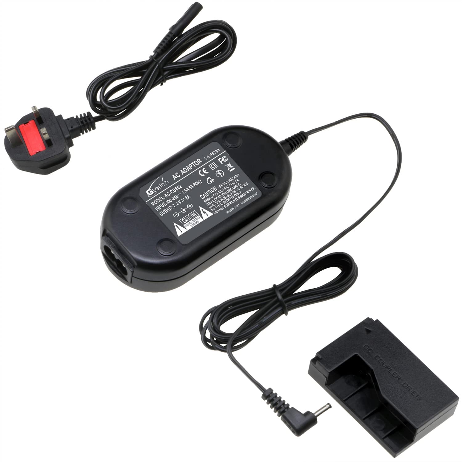 Glorich ACK-E15 replacement AC Power Adapter/Charger kit for Canon EOS Rebel SL1 / 100D DSLR Cameras