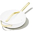 Caraway Nonstick Ceramic Sauté Pan with Lid (4.5 qt, 11.8") - Non Toxic, PTFE & PFOA Free - Oven Safe & Compatible with All Stovetops (Gas, Electric & Induction) - White
