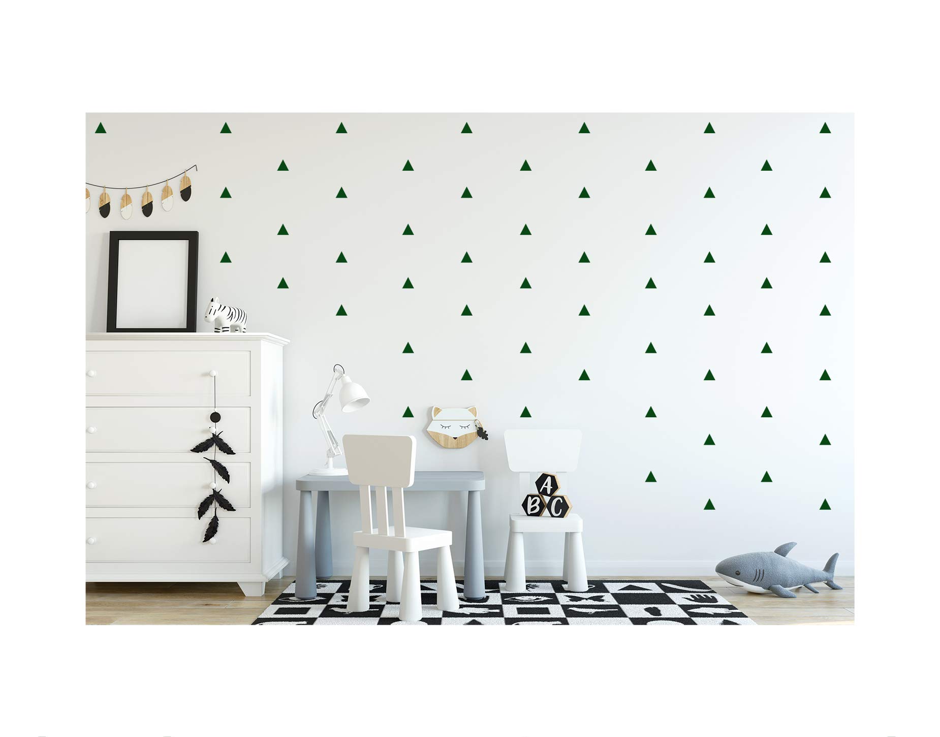 StickerDeen | Triangle Arizona Style Shape Decoration Removable Wall Art Vinyl Decal Stickers | (Pack of 80) (Dark Green)