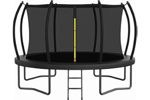 ACWARM HOME Trampoline Outdoor 14FT 12FT 10FT 8FT with Safety Enclosure Net, Recreational Trampoline for Kids and Adults, Anti-Rust, ASTM Approved, Black