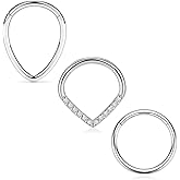 FUNLMO 4pcs/3pcs Septum Rings Nose Rings 316L Surgical Steel Daith Rook Tragus Helix Conch Piercing Jewelry Cartilage Earring for Women Men