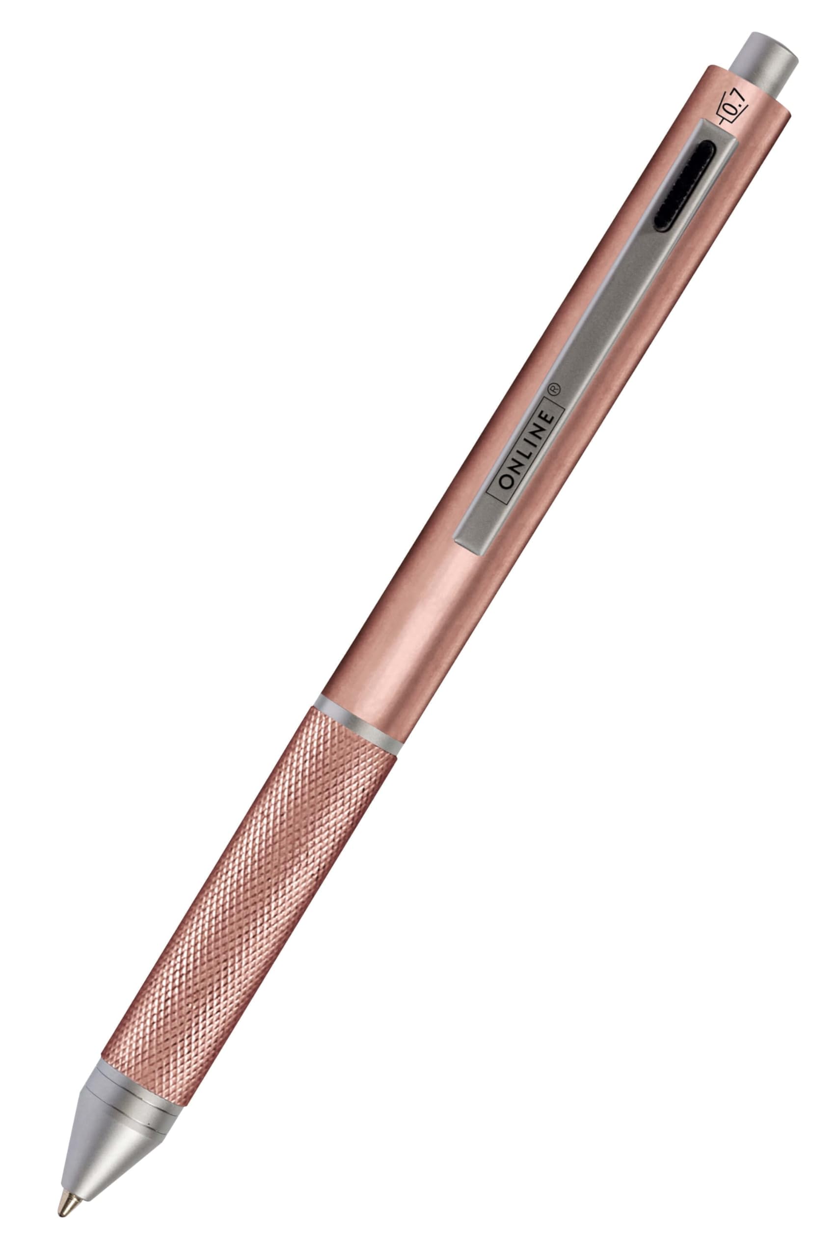 Online Multipen 4-in-1 Rosegold | ballpoint pen & pencil | multifunctional metal pen | 3 pen points in blue, black, and red, mechanical pencil lead | incl. rubber