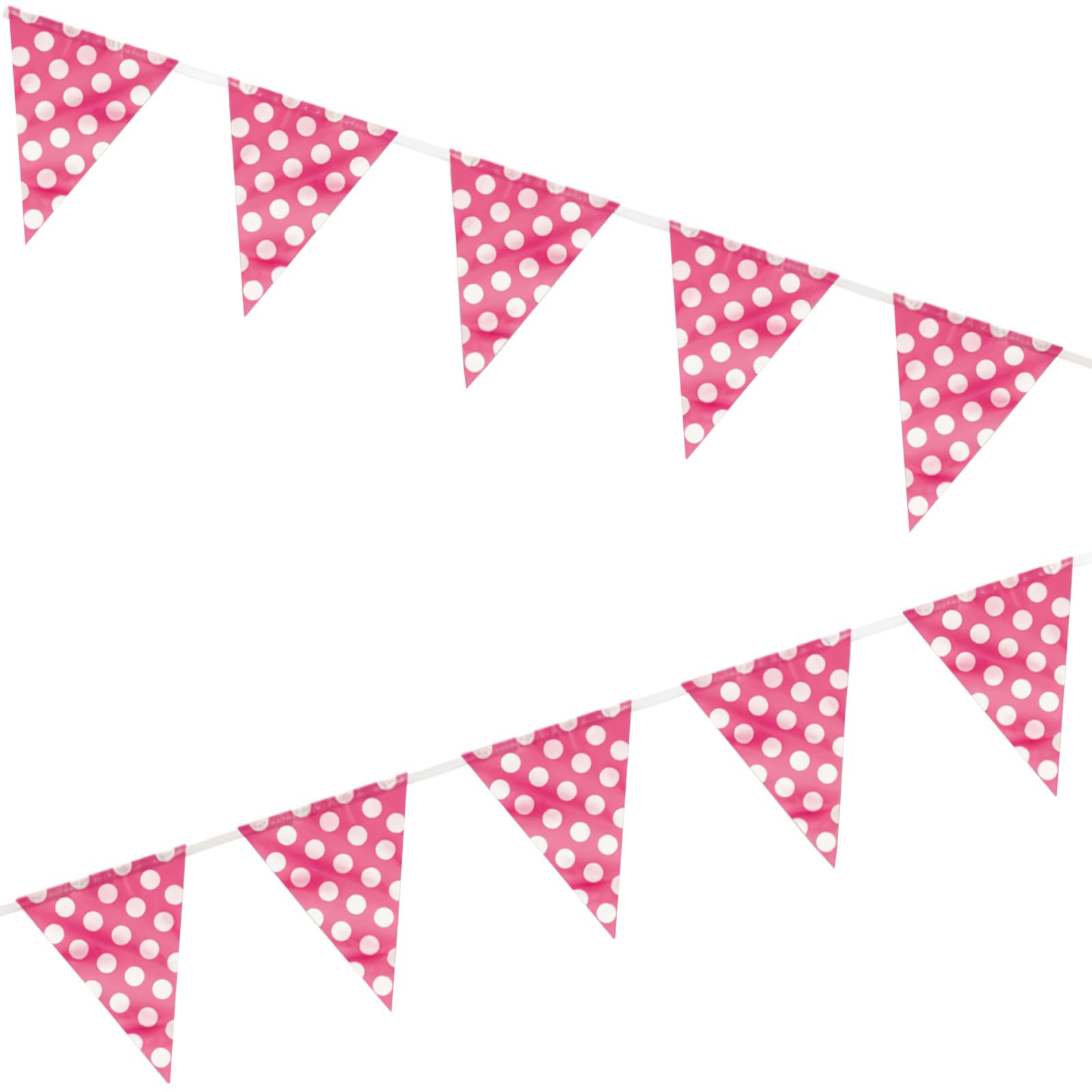 Unique Party 10025 - 12ft Hot Pink Polka Dot Bunting Flags — image 1