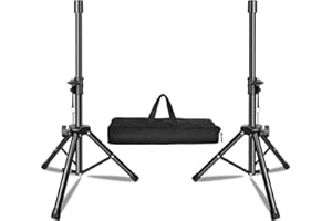 GZGDLJQ Speaker Stands Pair,Universal Speaker Tripod Stand Height Adjustable Compact Speaker Stand 35 to 47 Inch 35mm Compatible Insert Safety Pin and Knob Support 33 LB +Carry Bag