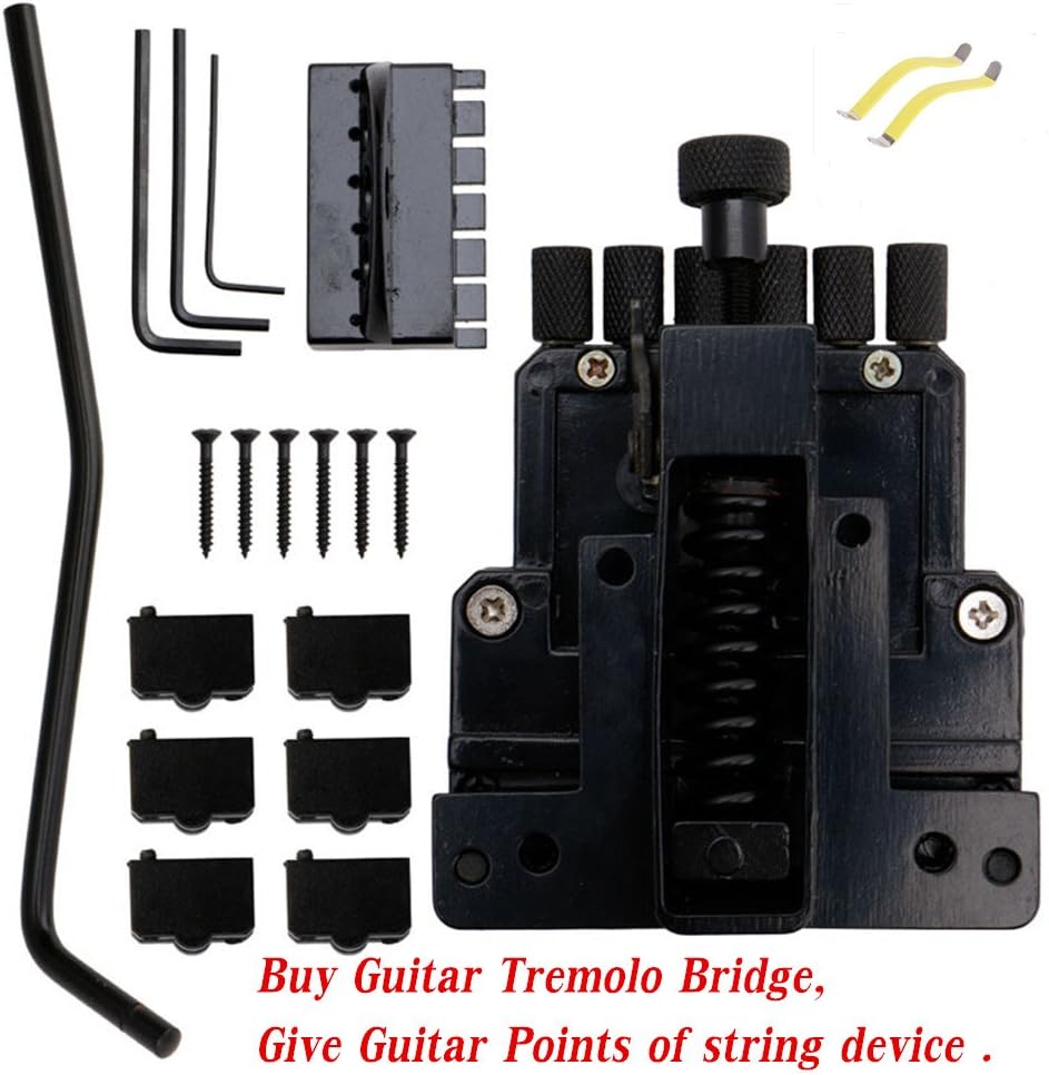 ULKEME 6 String Saddle Guitar Tailpiece Tremolo Bridge For Headless Guitar Replacement + Points of string device