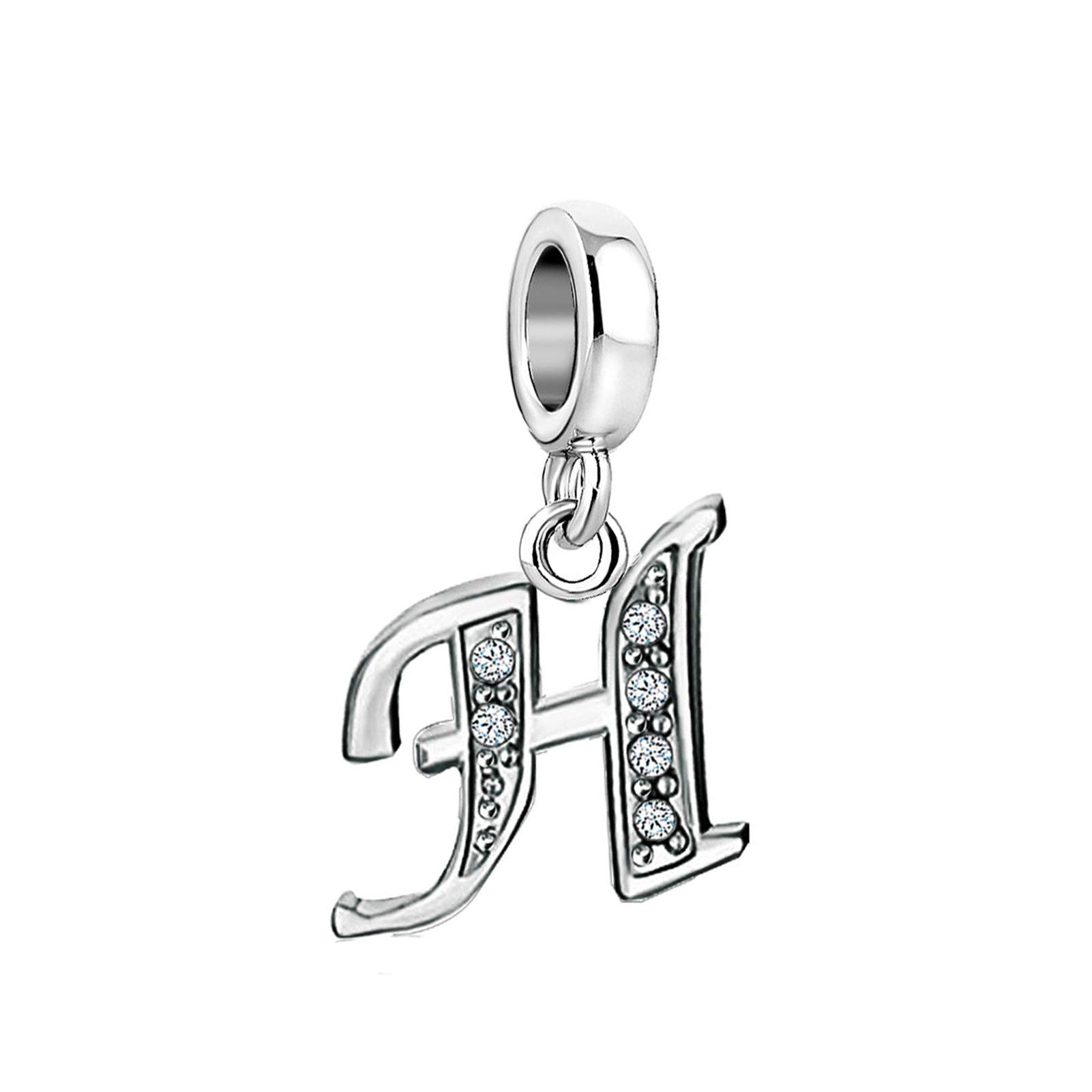 H Initial Sparkling Letter Charm fits Pandora Charms Bracelets Name Alphabet Christmas Birthday Jewellery Gift for Women Daughter Granddaughter Sister Friendship