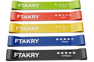 FTAKRY Resistance Bands for Working Out, Exercise Bands with 5 Resistance Levels, Natural Latex Resistance Bands Designed for Home Fitness, Strength Training and Flexibility Exercises