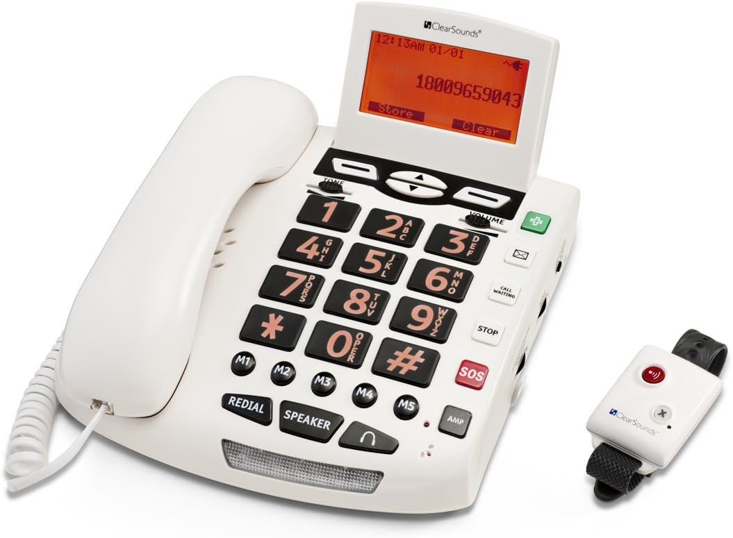 Amazon Com Clearsounds 50 Db Amplified Sos Alert Phone White Electronics